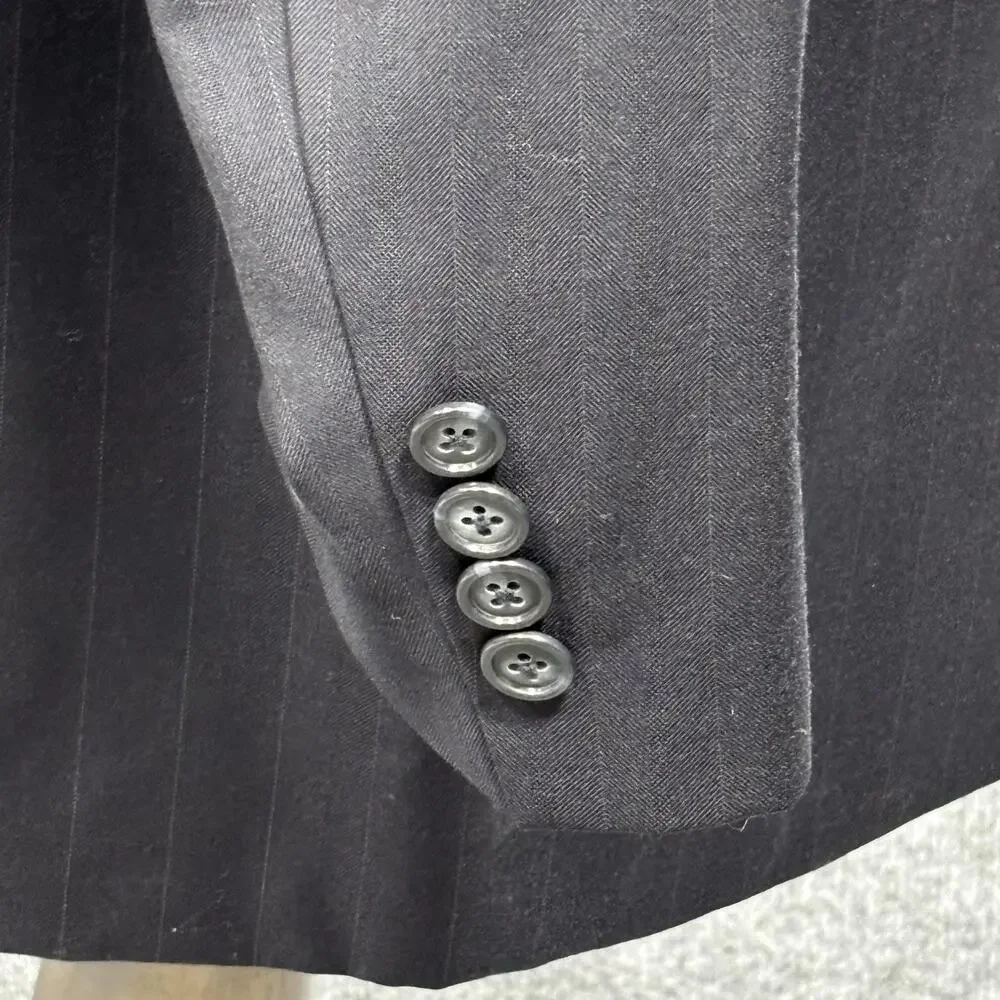 Hong Kong Grand Custom Clothes Blazer Mens 48 Charcoal Pinstripe 2 Button